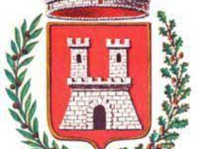Logo Torre castello con ghirlanda ramoscelli olivo e quercia